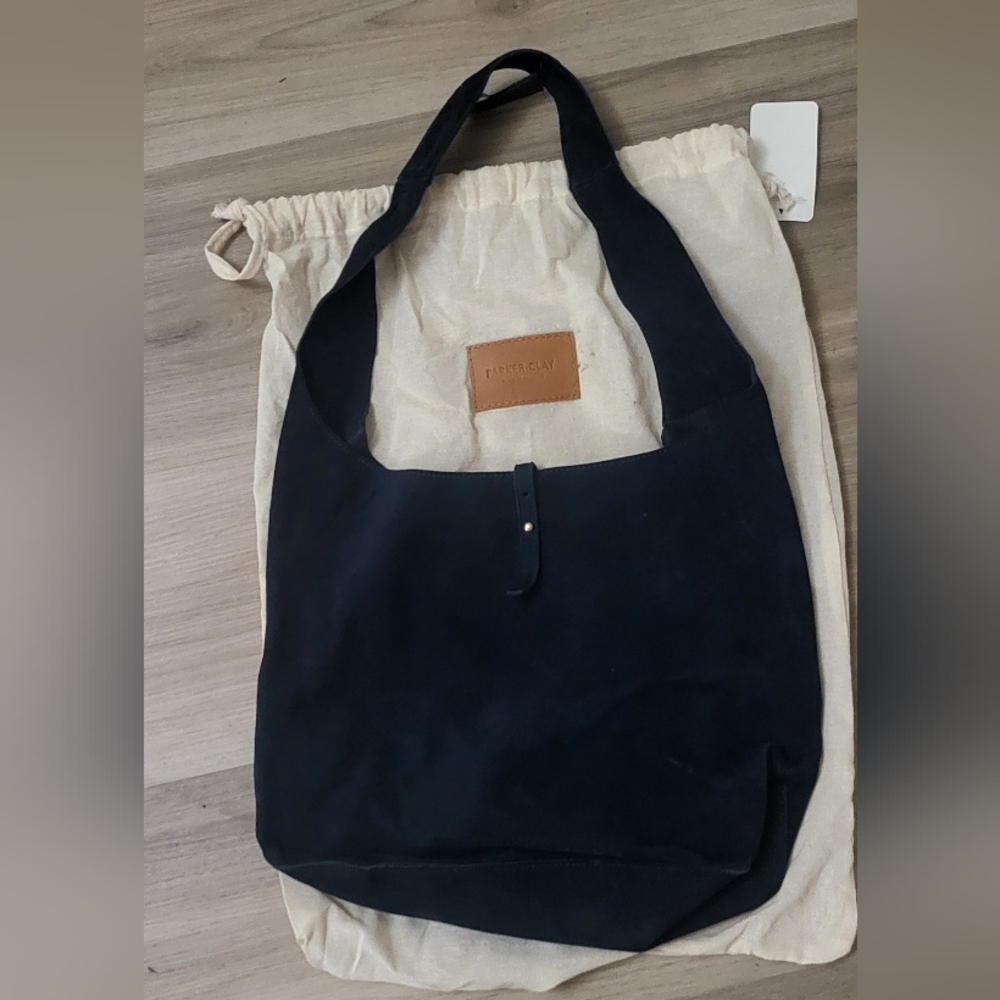 Blue Suede Shoulder Bag